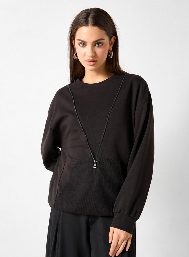 تواكستريمز سويت شيرت بأكمام طويلة وتفاصيل سحاب من تو إكستريمز - Image 1