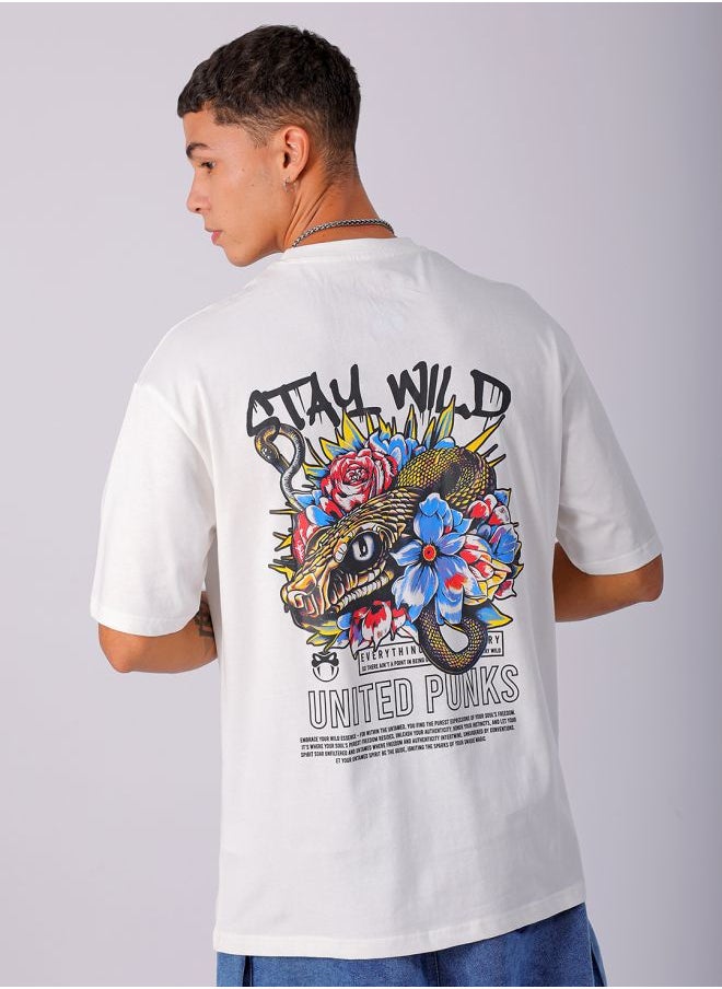 The Indian Garage Co Men Boxy Oversized Graphic Back Printed Round Neck Tshirt  - Image 1