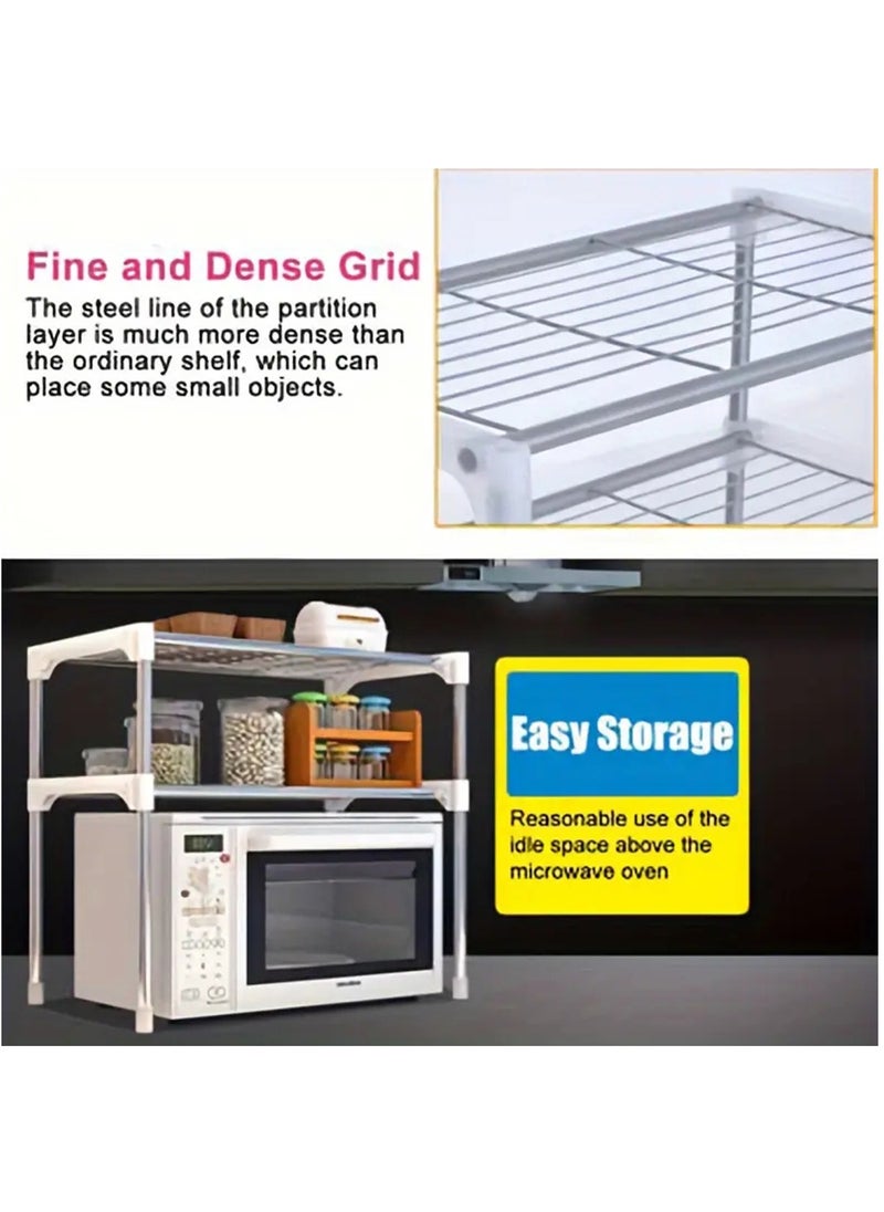 Hihonor - Cabinet Shelf Organizer Rack, Simplicity Kitchen Storage Rack, Household Double-layer Microwave Rack, Bathroom Storage Rack, Storage Organize Shelf, Black - Image 1