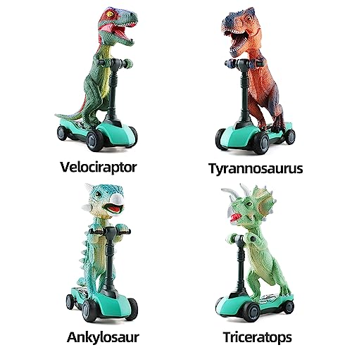 DINOBROS Dinosaur Scooter Toys Pull Back Cars Mini Finger Kick Scooters Boy Toy Age 3 4 5 6, Dino Gift Sets for Kids 4-Pack - Image 5