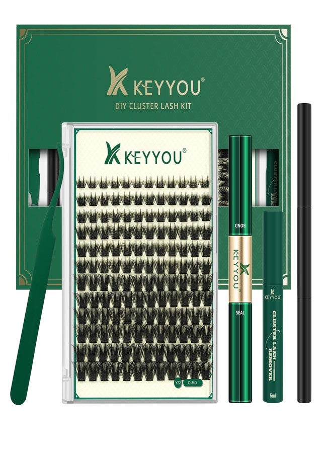 كييو مجموعة تركيب الرموش المنزلية من KEYYOU، 144 قطعة، تتضمن فرشاة ماسكارا، ومثبت رموش، ومزيل رموش، وأدوات وضع الرموش، وفرشاة رموش لتركيب الرموش المنزلية (مجموعة Y22). - Image 1
