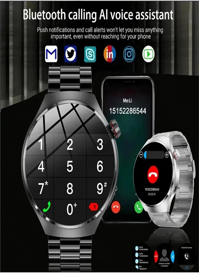 Mark Fairwhale - GT4 Pro Smart Watch Men NFC HD Heart Rate Bluetooth Call SmartWatches Compass, IP68 waterproof (Black) - Image 1