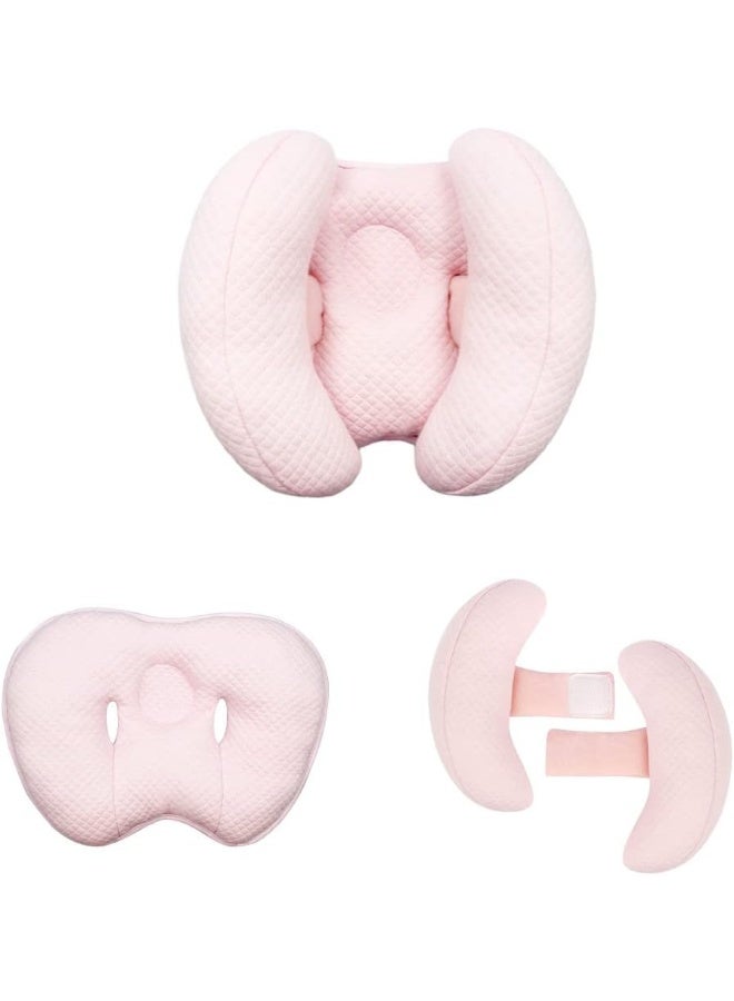 Blublu Park 2 in 1 Baby Support Pillow, Banana Shape Baby Neck Head Travel Pillow Stroller Insert Cushion for Kids, Toddler, Pink - Image 1