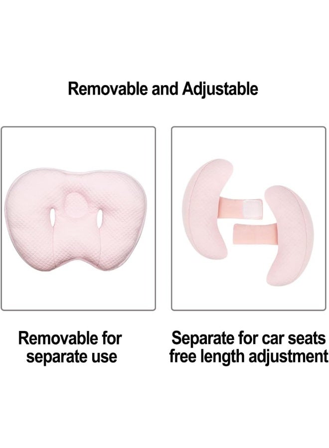 Blublu Park 2 in 1 Baby Support Pillow, Banana Shape Baby Neck Head Travel Pillow Stroller Insert Cushion for Kids, Toddler, Pink - Image 4