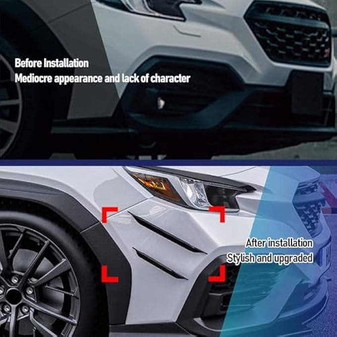 Luocute Front Bumper Lip Splitter Spoiler 4pcs, Accessories Air Chin Body Kit, Front Bumper Side Splitter Glossy Black Improve Streamline Decorative for STI VB 2022 Onwards - Image 2