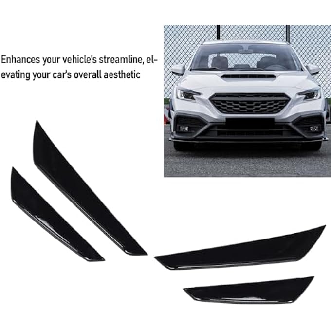Luocute Front Bumper Lip Splitter Spoiler 4pcs, Accessories Air Chin Body Kit, Front Bumper Side Splitter Glossy Black Improve Streamline Decorative for STI VB 2022 Onwards - Image 4