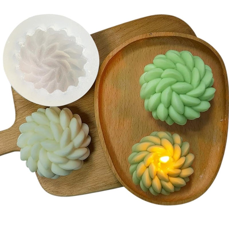 UKIYO INTERNATIONAL UKIYO international Santa Ana Flower Candle Mold Silicone Round Wax Mould Soap Resin Art Craft Moulds Chocolate Molds - Image 2