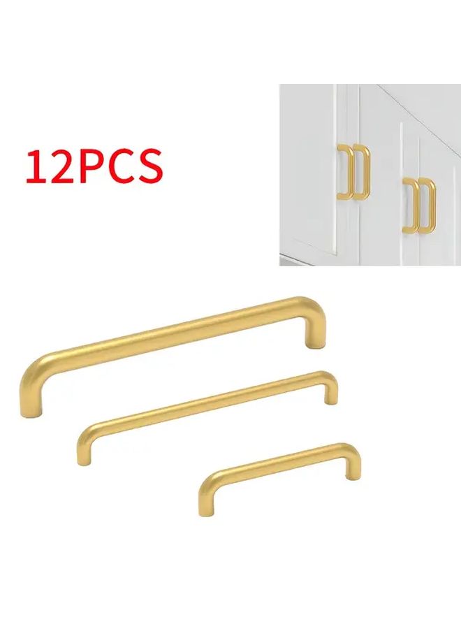 12 Pcs Golden Aluminum Alloy Round Tube Pulls For Cabinet Drawers Child Safe - Image 1