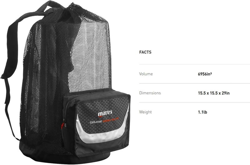 Mares Cruise Mesh Elite Backpack - Foldable Lightweight Mesh Diving Gear Sports Bag w/Drainage Hole, 114 Liter Capacity - Image 4