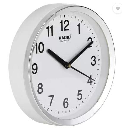 Kadio Analog 20 cm X 20 cm Wall Clock (White, with Glass, Standard) - Image 4