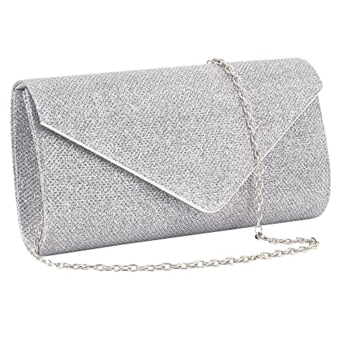 Naimo Dazzling Small Clutch Glitter Evening Bag Flap Envelope Handbag Cocktail Party Purse with Chain - Image 1