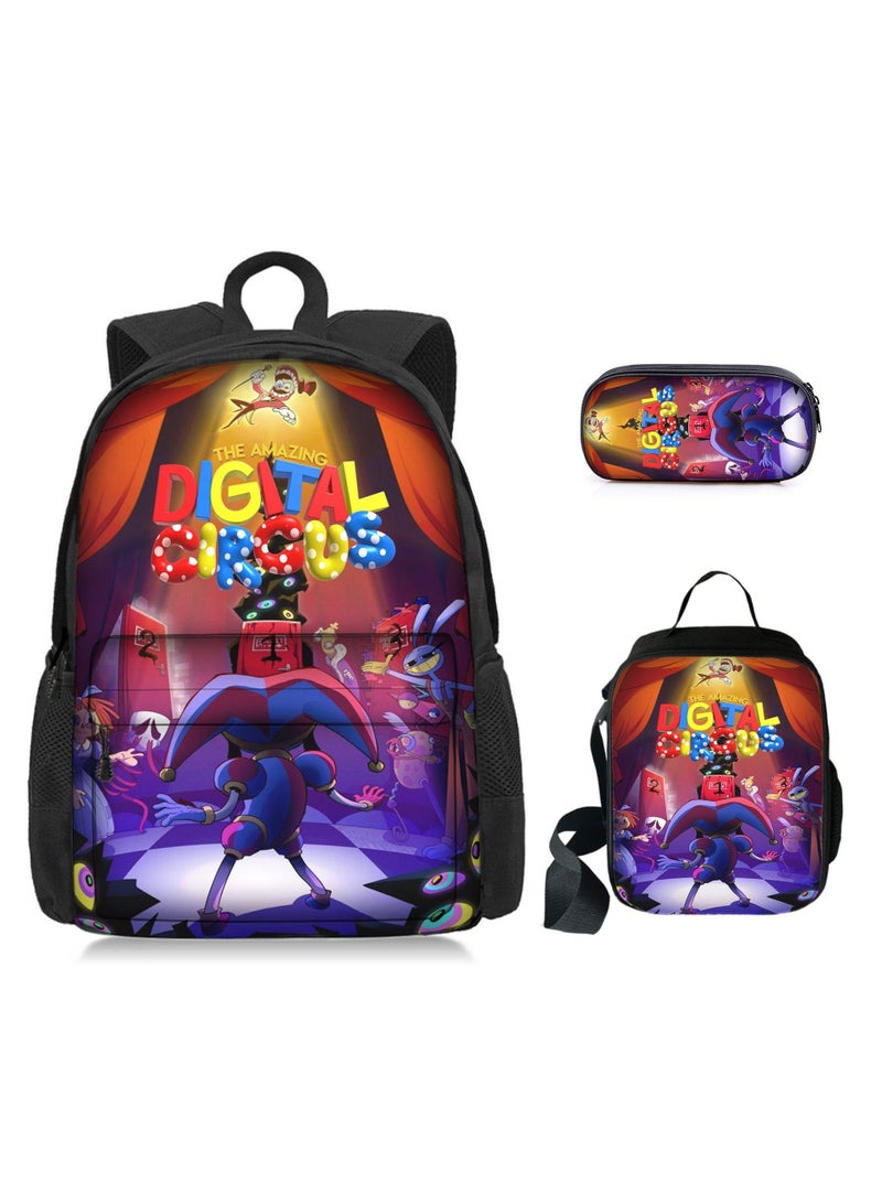 general 3 Pcs Anime The Amazing Digital Circus Backpack Set School Bag - Image 1