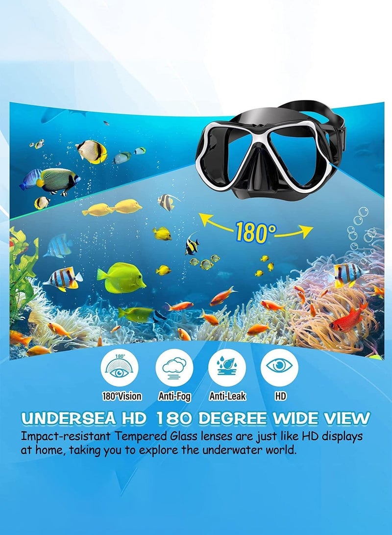 Arabest Adult Snorkeling Gear, Dry Snorkel Set,Scuba Mask,180° Panoramic Wide Field of ViewProfessional Snorkeling GearFree Breathing Snorkeling Mask (Black) - Image 2