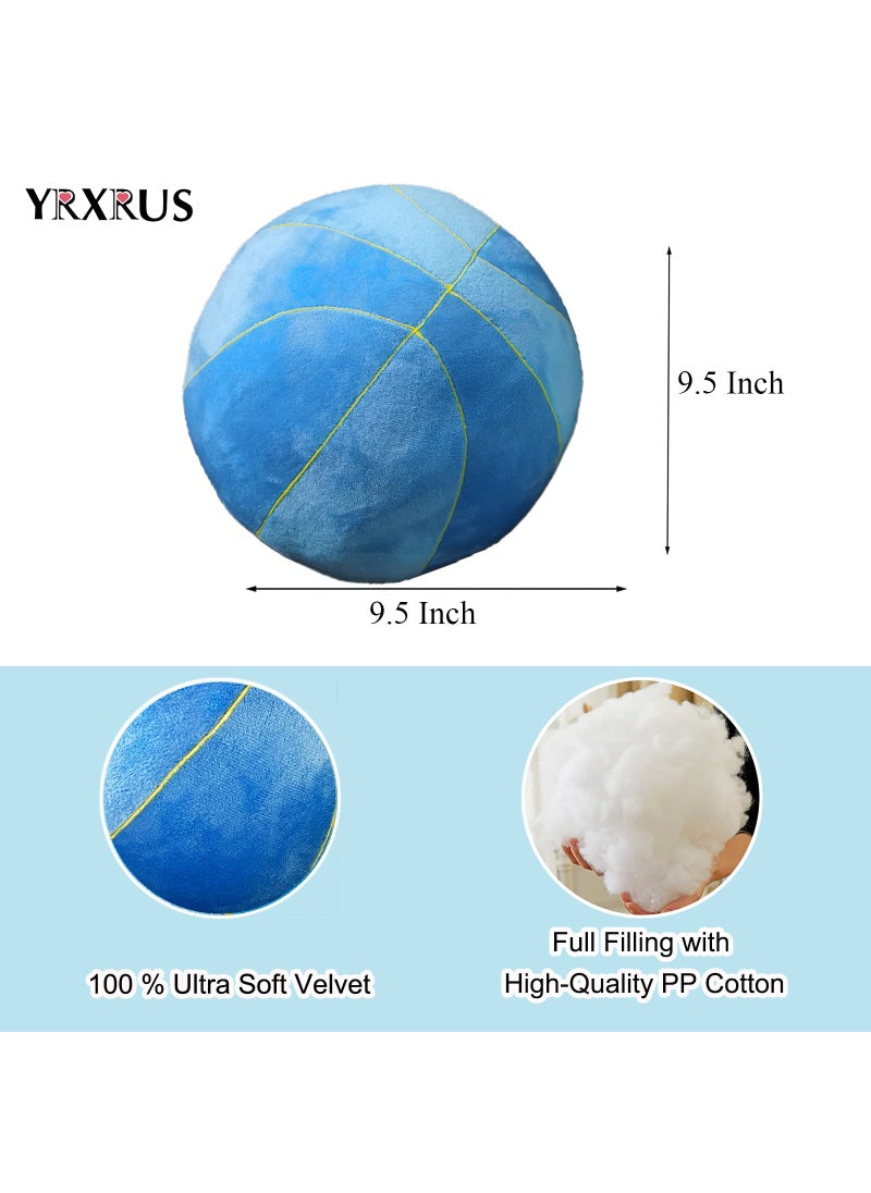 YRXRUS YRXRUS Blue Basketball Pillows  Toys Ball Pillow Gift  Cute Room Decor  3D Ball Pillow  Ultra Soft Plush Velvet Pillows for Boys Girls  Indoor Outdoor Home Decor 9.5x9.5 Inch  - Image 2