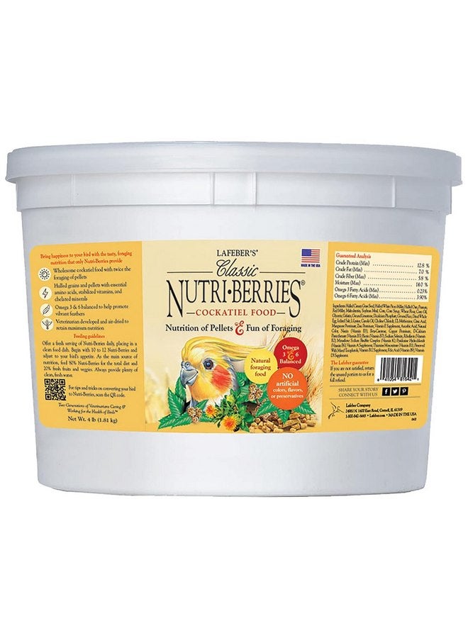 لافيبيرز طعام الطيور الأليفة الكلاسيكي Nutri-Berries من LAFEBER'S، مصنوع من مكونات غير معدلة وراثيًا ومناسبة للبشر، للطيور الكوكتيل (4 رطل) - Image 1