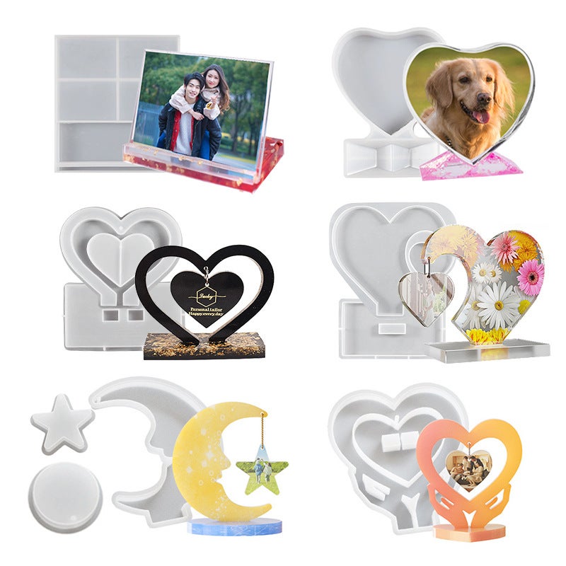 Glue Dropping Mirror Po Frame Ornaments Mirror Multi-Style Large Small Size Love Square Combination Po Frame Silicone Mold - Image 2