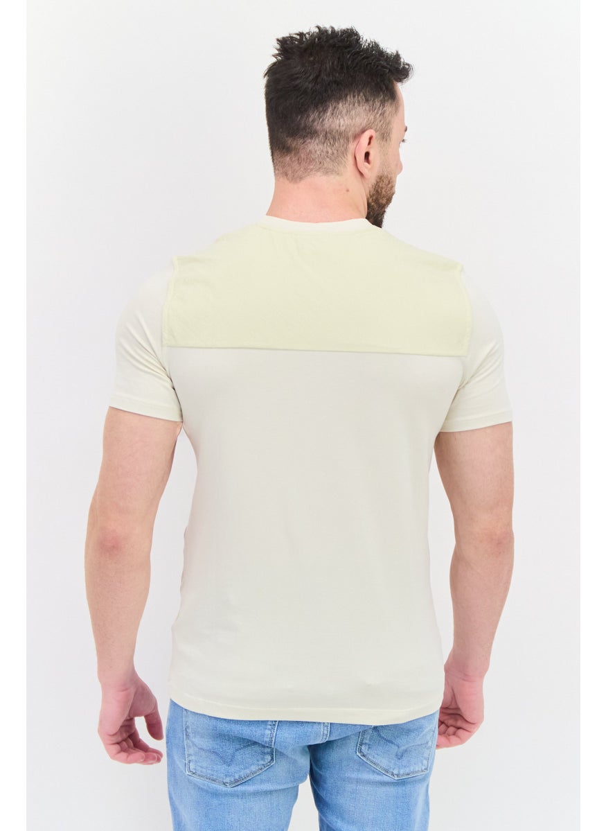 Kenneth Cole Men Crew Neck Short Sleeve Color Block T-Shirt, Beige  - Image 3