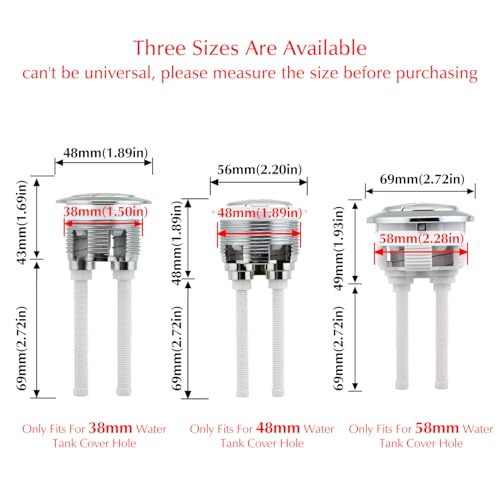 Owfeel Dual Push Flushing Toilet Button Toilet Tank Button 38 mm Toilet Button Replaced Flush Button with Thread Diameter - Image 3