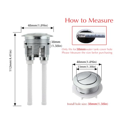 Owfeel Dual Push Flushing Toilet Button Toilet Tank Button 38 mm Toilet Button Replaced Flush Button with Thread Diameter - Image 2