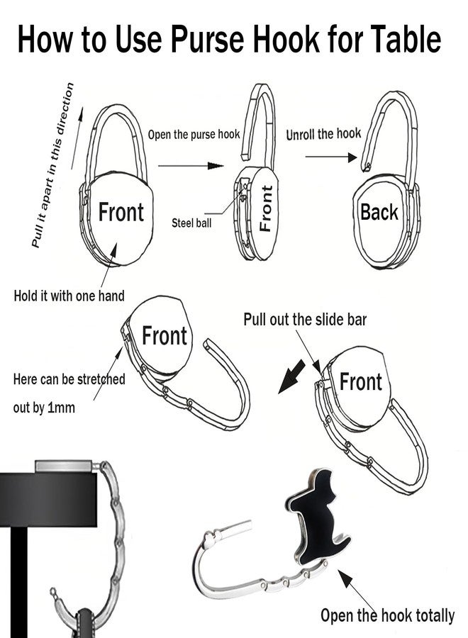 KUNHEHO Purse Hook for Table Butterfly and Cat Design Foldable Handbag Hanger Folding Holder(Black) - Image 3