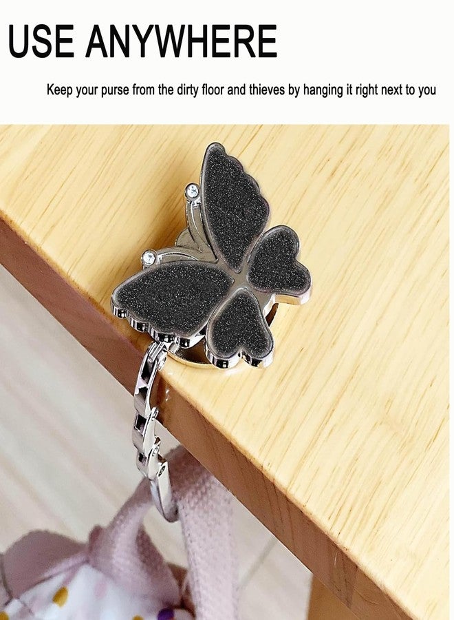 KUNHEHO Purse Hook for Table Butterfly and Cat Design Foldable Handbag Hanger Folding Holder(Black) - Image 2