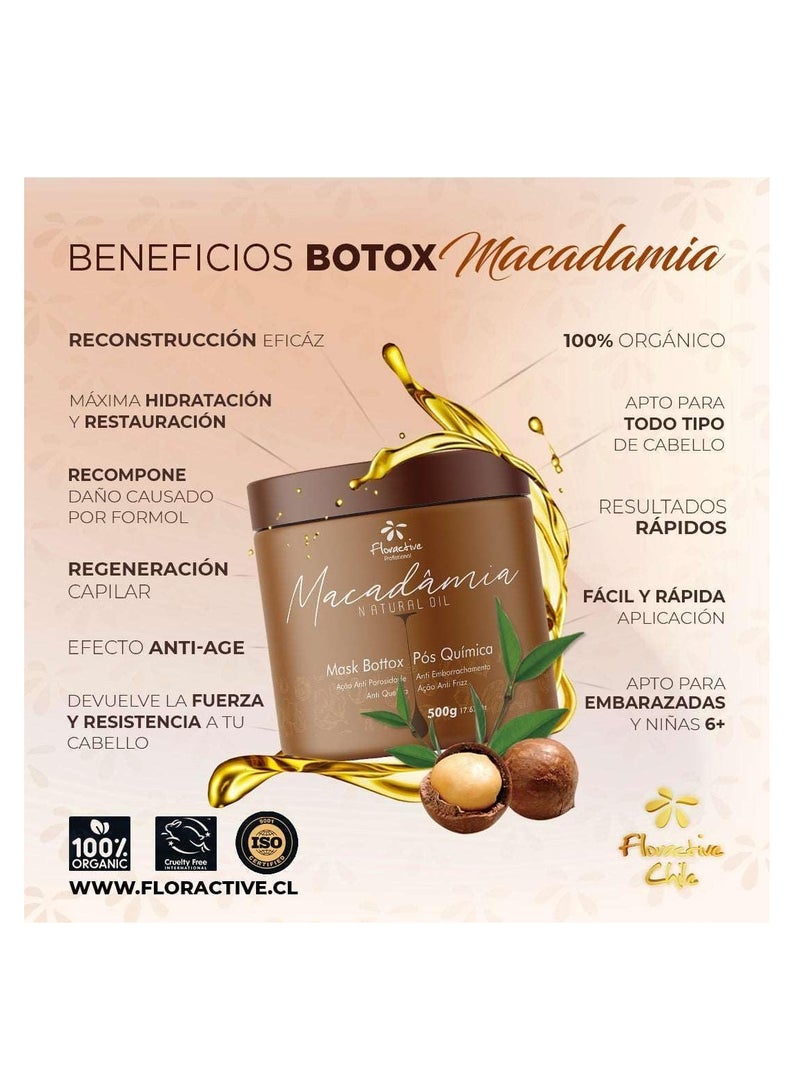 Floractive Macadamia Natural Oil Bottox Hair Mask – 500g | Post-Chemical Treatment Repair - Image 2