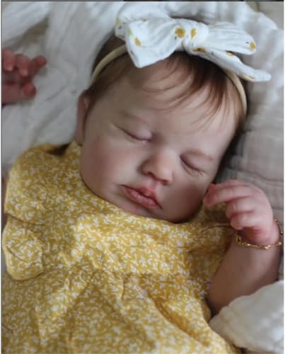 ROSHUAN Realistic Reborn Baby Dolls  20 Inch Silicone Full Body Vinyl Lifelike Newborn Baby Dolls Loulou Girl Real Life Sleeping Baby Doll Washable Toy for Kids Age 3 Gifts - Image 4