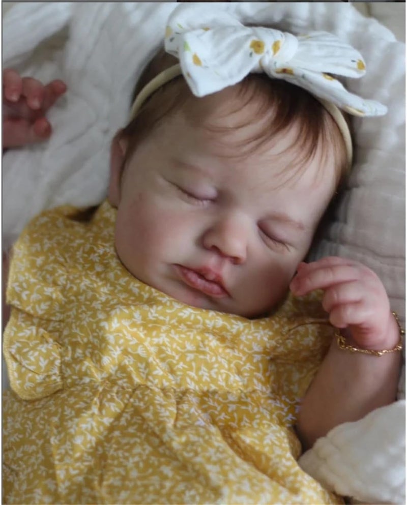 ROSHUAN Realistic Reborn Baby Dolls  20 Inch Silicone Full Body Vinyl Lifelike Newborn Baby Dolls Loulou Girl Real Life Sleeping Baby Doll Washable Toy for Kids Age 3 Gifts - Image 5