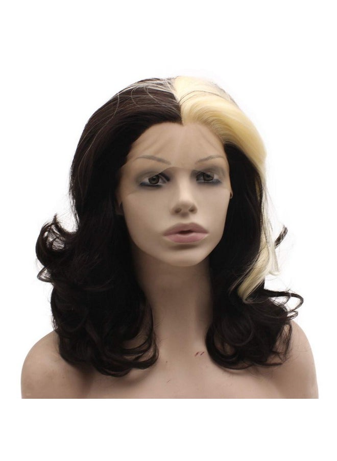 MX angel - Mxangel Shoulder Length Wavy Black Blonde Heat Friendly Fiber Hair Synthetic Lace Front Wig - Image 1