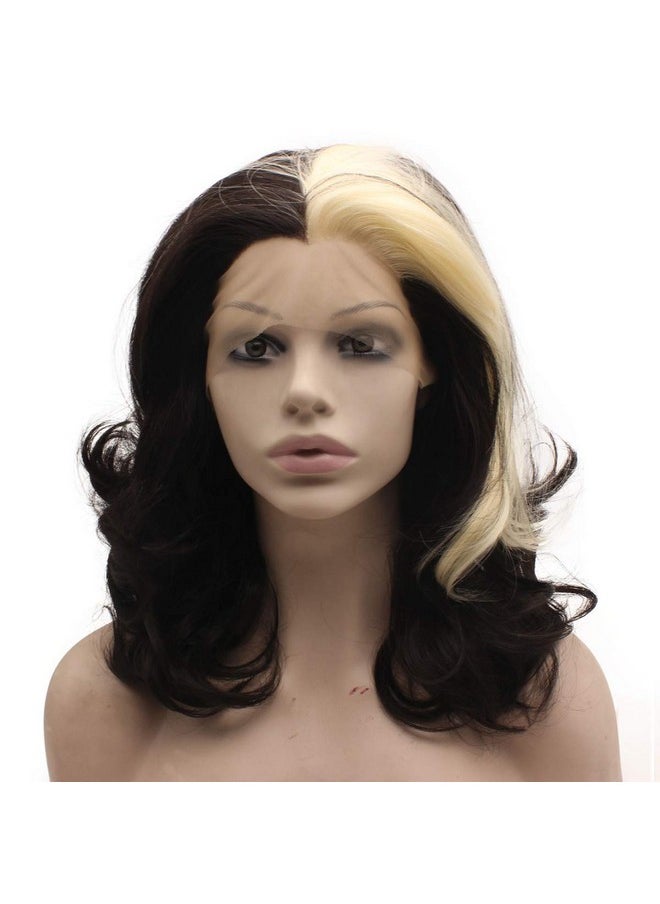 MX angel - Mxangel Shoulder Length Wavy Black Blonde Heat Friendly Fiber Hair Synthetic Lace Front Wig - Image 1
