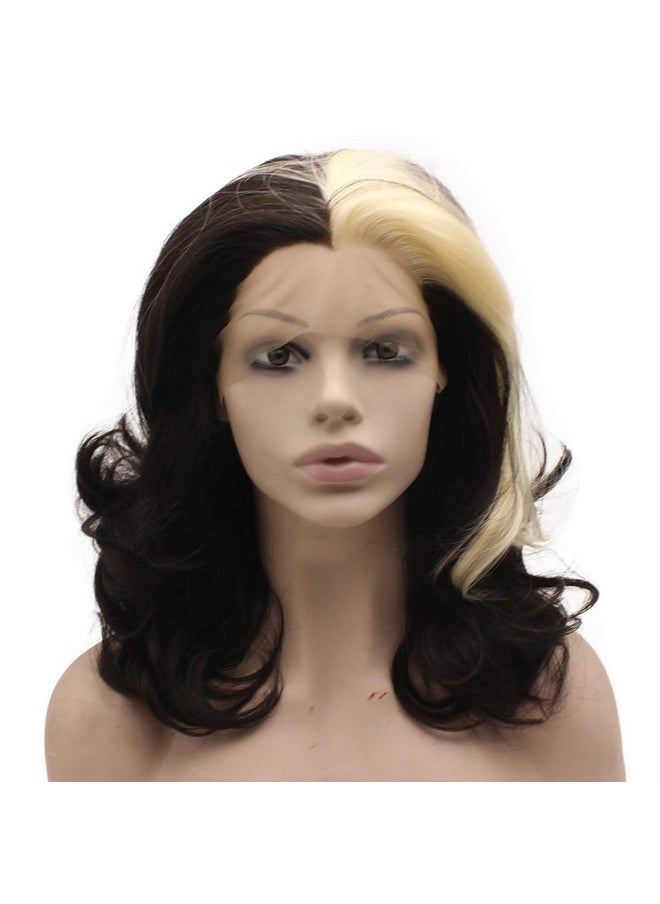 MX angel - Mxangel Shoulder Length Wavy Black Blonde Heat Friendly Fiber Hair Synthetic Lace Front Wig - Image 1