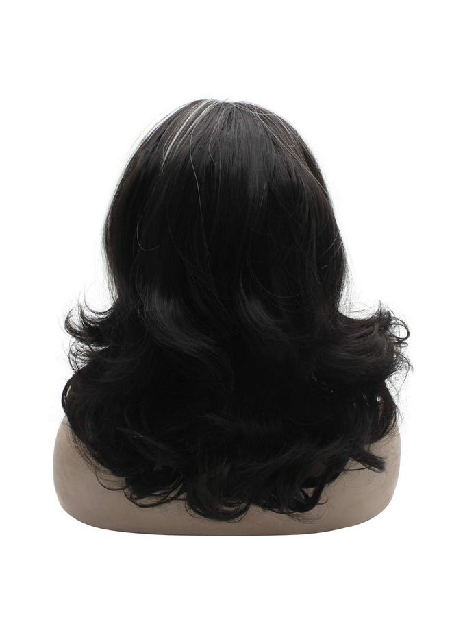 MX angel - Mxangel Shoulder Length Wavy Black Blonde Heat Friendly Fiber Hair Synthetic Lace Front Wig - Image 1