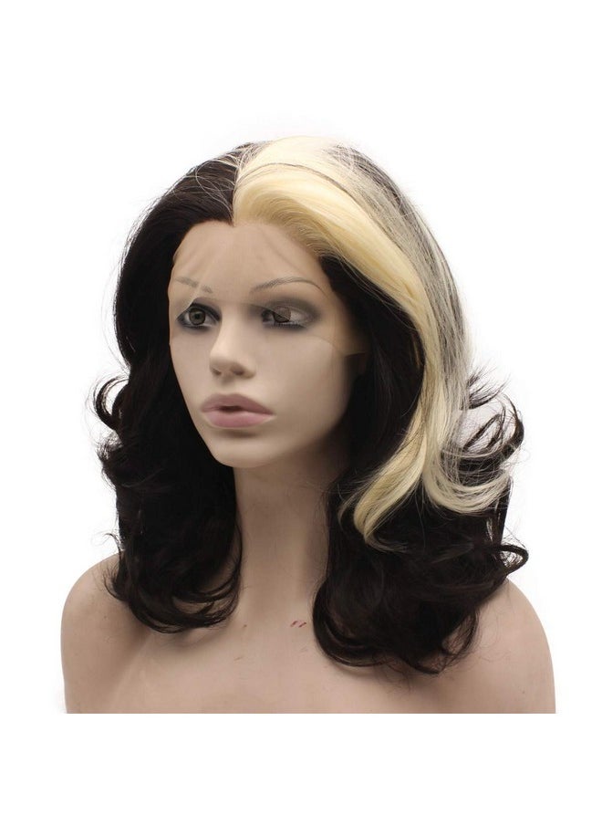 MX angel - Mxangel Shoulder Length Wavy Black Blonde Heat Friendly Fiber Hair Synthetic Lace Front Wig - Image 1
