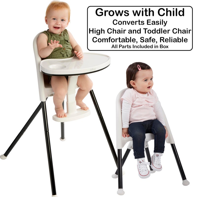 PRIMO كرسي طعام قابل للتحويل من بريمو كوزي توت ديلوكس - كرسي محمول قابل للطي للأطفال - مناسب للسفر، صينية قابلة للإزالة وسهلة التنظيف، أسود/أبيض، 22"x21"x33.5" - Image 2