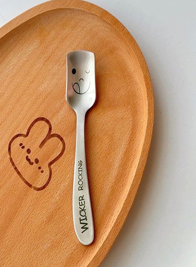 Leeonz 304 Stainless Steel Spoon, Toddler Utensils, High-Looking Ins Style Smiling Face Tableware Set, Household Cute Children's Rice Spoon, Smiling Round Spoon (Set of 3, Silver) - Image 5