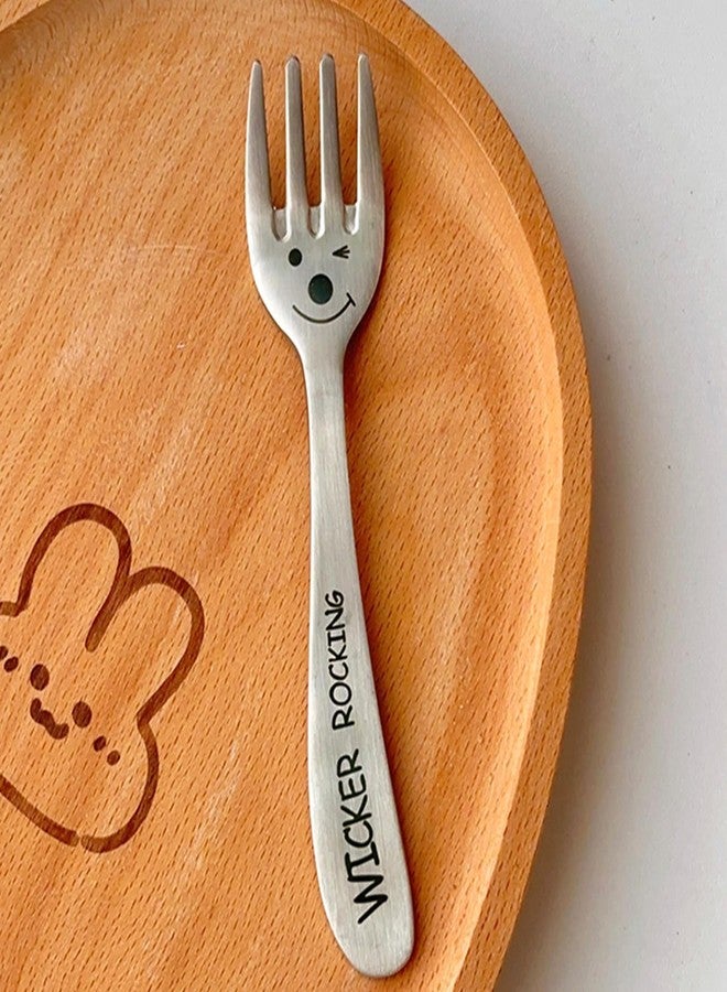 Leeonz 304 Stainless Steel Spoon, Toddler Utensils, High-Looking Ins Style Smiling Face Tableware Set, Household Cute Children's Rice Spoon, Smiling Round Spoon (Set of 3, Silver) - Image 3
