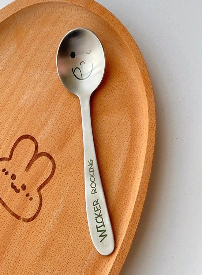 Leeonz 304 Stainless Steel Spoon, Toddler Utensils, High-Looking Ins Style Smiling Face Tableware Set, Household Cute Children's Rice Spoon, Smiling Round Spoon (Set of 3, Silver) - Image 4