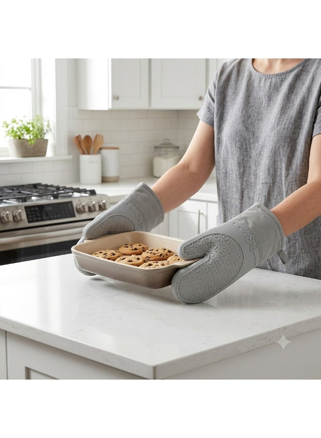 Hope 2-Piece Oven Gloves, Heat Resistant Pot Holders with Silicone Non-Slip Surface and Cotton Interior, Kitchen Gloves for Handling Hot Pots, Pans, Cookware and Baking Trays During Cooking - Image 3