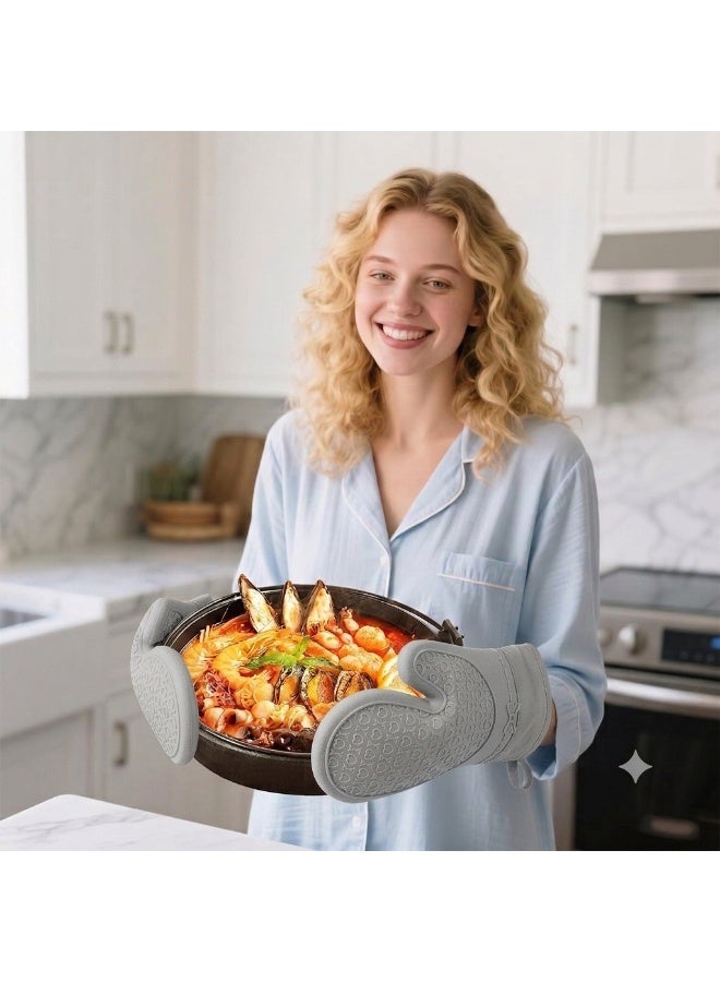 Hope 2-Piece Oven Gloves, Heat Resistant Pot Holders with Silicone Non-Slip Surface and Cotton Interior, Kitchen Gloves for Handling Hot Pots, Pans, Cookware and Baking Trays During Cooking - Image 4