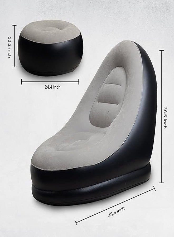 FLUZOV Inflatable Lounge Sofa with Ottoman - Comfortable & Portable Air Sofa for Home, Office, and Outdoor Relaxation - Image 2