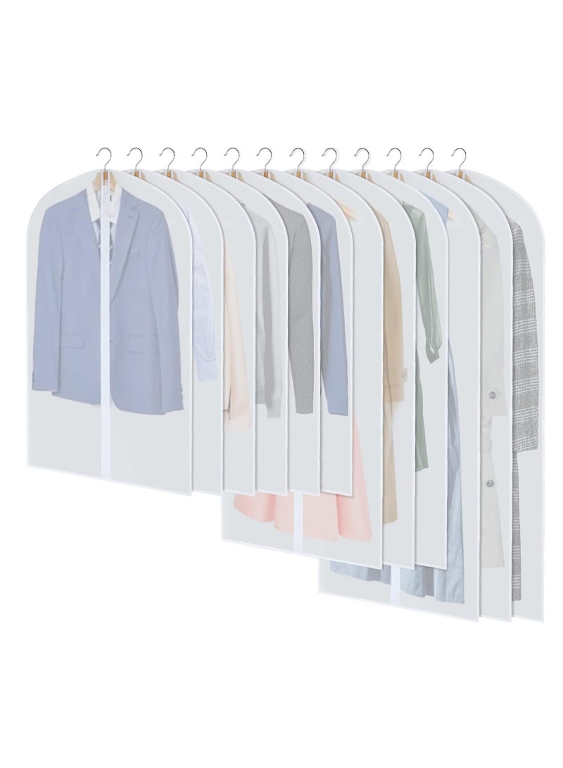 Garment Bags for Hanging Clothes, Set of 12 Suit Bags Dust-Resistant Clothes Cover Bags PEVA Breathable Clothes Protectors with Full Zipper for Closet Storage(60×80/100/120cm) ﻿ - Image 1