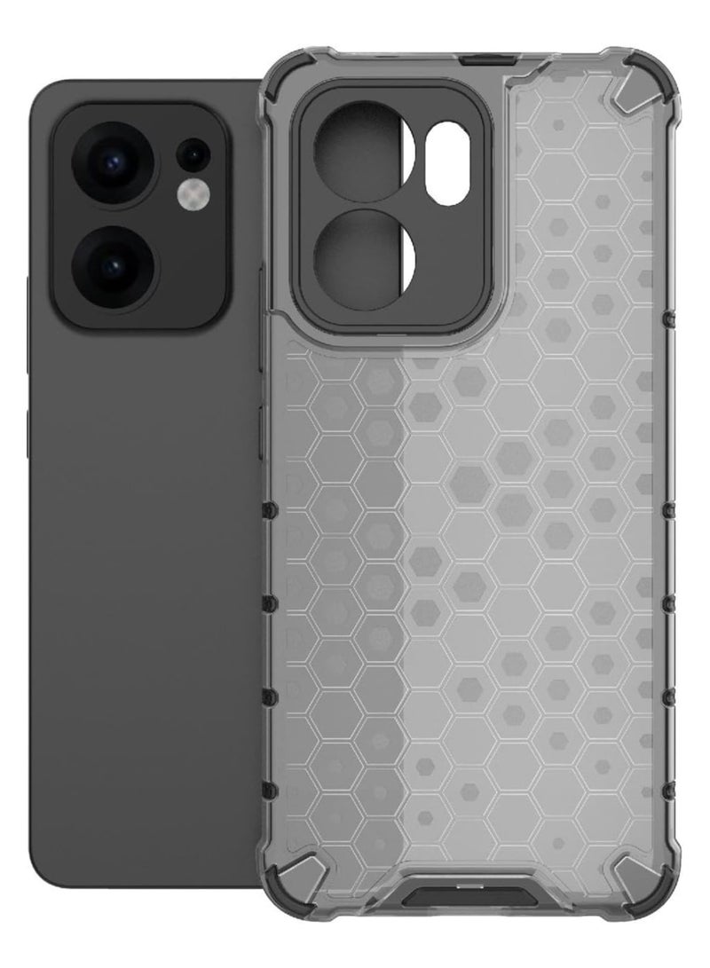 Case Cover Honeycomb Case Shockproof Camera Protection Cover Compatible with Oppo Reno 13F (Grey &Black) - Image 2
