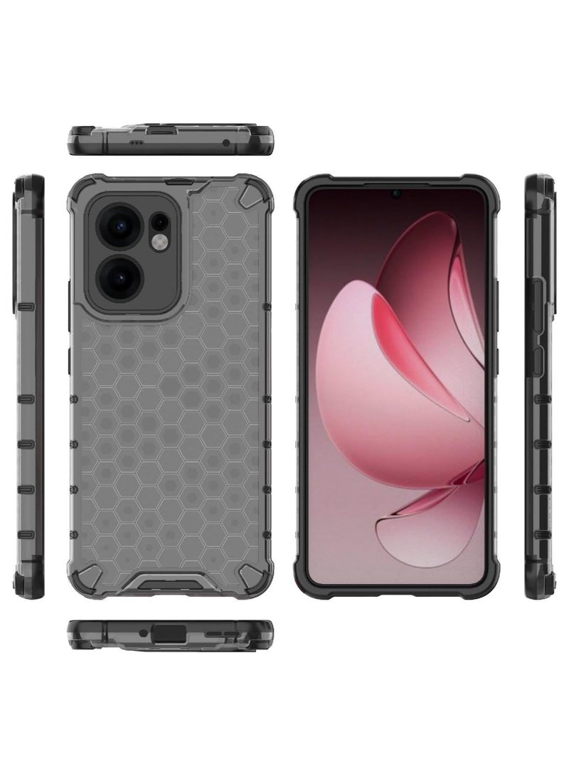 Case Cover Honeycomb Case Shockproof Camera Protection Cover Compatible with Oppo Reno 13F (Grey &Black) - Image 3