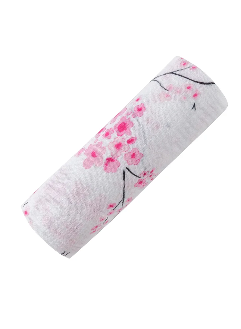 Malabar Baby Organic Muslin Swaddle Blankets (Single) - Cherry Blossom