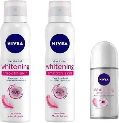 NIVEA - Set of 3pcs of Whitening Smooth Skin Deodorant Spray Roll-On (3 Items in the set) - Image 1