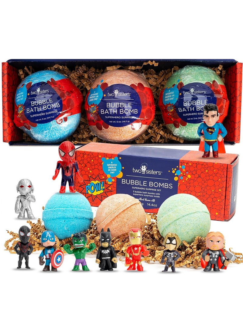 Two Sisters - Superhero Bath Bombs for Kids with Surprise Toys Inside 3 Pack  Large Bubble Bomb for Boys  Girls  Fizzies Relaxing Aromas Made in USA SkinSafe StainFree by Two Sisters - Image 1