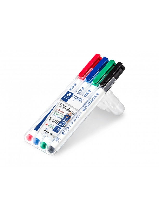STAEDTLER Staedtler Lumocolor Drywipe/Whiteboard Medium Tip Pens Wallet Set Of 4 Markers  - Image 2