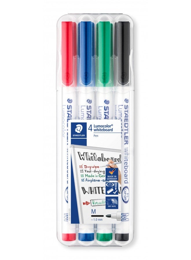 STAEDTLER Staedtler Lumocolor Drywipe/Whiteboard Medium Tip Pens Wallet Set Of 4 Markers  - Image 4