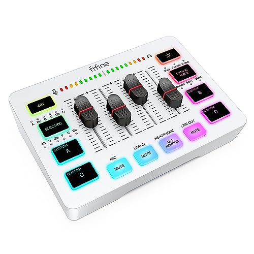 FIFINE Audio Mixer, Gaming Streaming PC Mixer with Slider Fader, XLR Microphone Interface, Monitoring, for Video/Game Voice/Podcast Recording-AmpliGame SC3W - Image 1