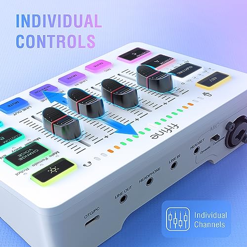 FIFINE Audio Mixer, Gaming Streaming PC Mixer with Slider Fader, XLR Microphone Interface, Monitoring, for Video/Game Voice/Podcast Recording-AmpliGame SC3W - Image 3